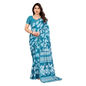 women's georgette printed saree with unstitched blouse 5.5mtr