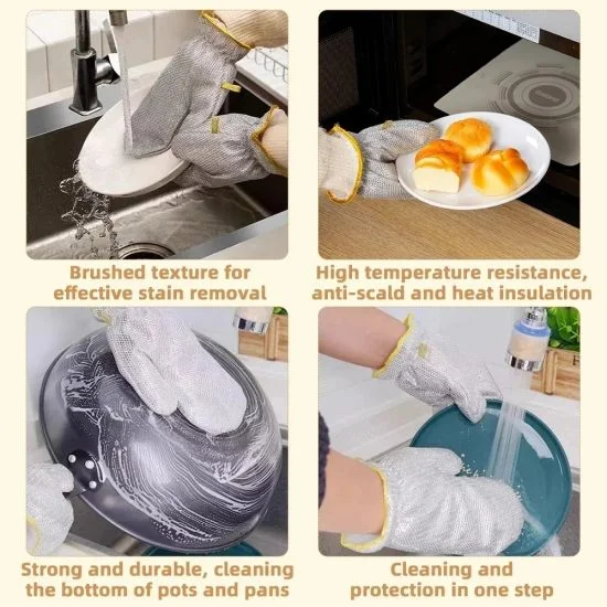 Non Scratch Wire Dishwashing Hand Gloves, Waterproof Home Kitchen Utensils Cleaning Gloves for Washing Dish Easy Rinsing, Reusable Kitchen Gloves For Washing - Image 2