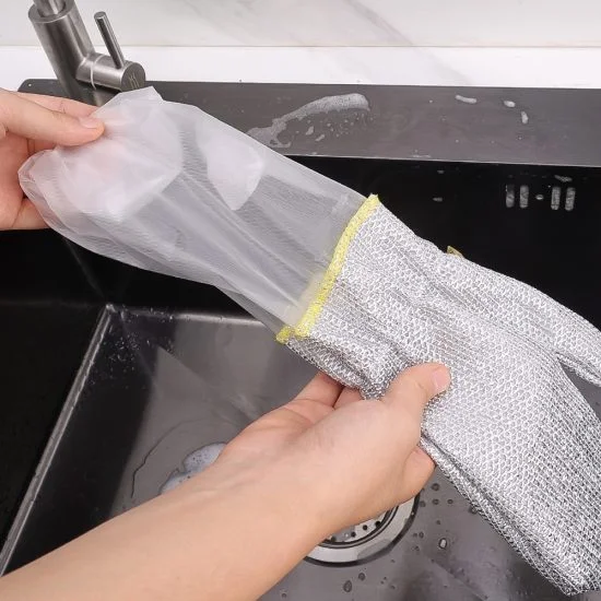 Non Scratch Wire Dishwashing Hand Gloves, Waterproof Home Kitchen Utensils Cleaning Gloves for Washing Dish Easy Rinsing, Reusable Kitchen Gloves For Washing - Image 4