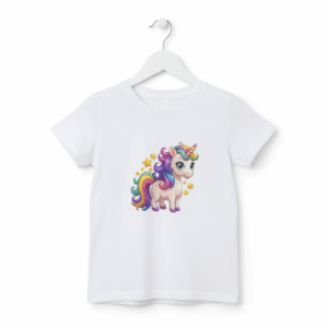 Birthday Return Gift Unisex Cotton T-Shirt Combo Pack of 1 | Cute Cartoon & Graphic Printed Tees | Half Sleeve Round Neck Top for Kids | Stylish Casual Wear for Girls Aged 8–14 |Unicorn